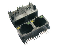 90度拼装式联体8P8C全塑带LED网络插座(TM-5JA8812SL1)