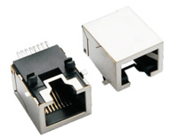 SMT网络连接器贴片脚8P8C屏蔽带塑胶柱SMT(TM-56T805)