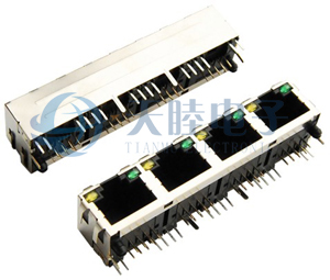 带弹8P8C1X4屏蔽网络插座(TM-5JA8814T2L1)