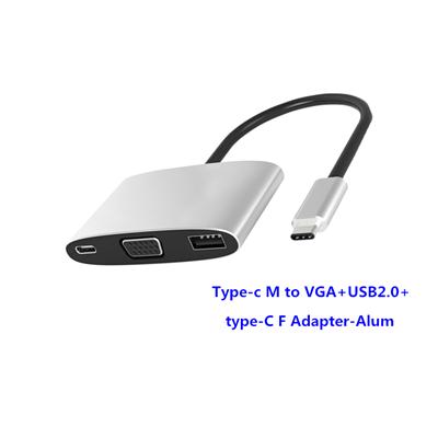 TYPE C TO RJ45 +VGA+USB2.0 一出三转接线
