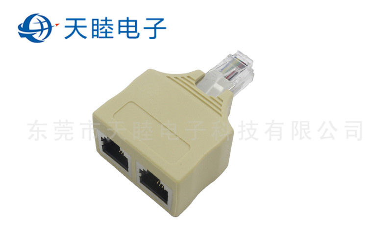 RJ11 6P4C一公转两母带屏蔽连接器高清图片