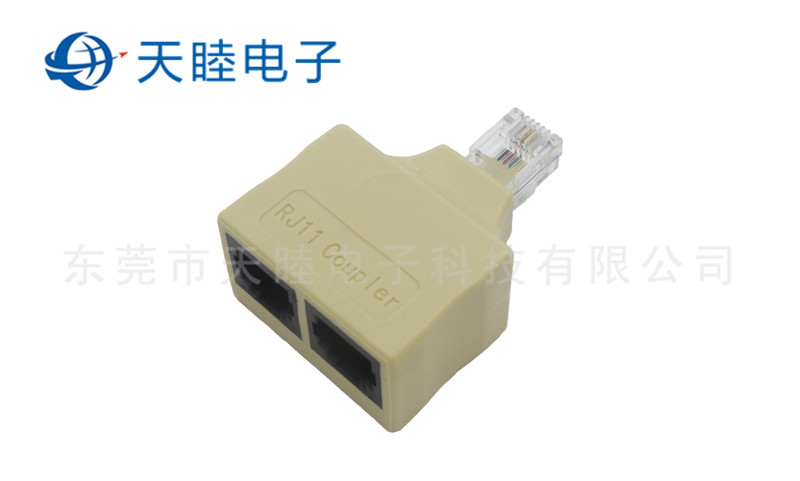 RJ11连接器6P2C一公转两母IV色全塑连接器高清图片