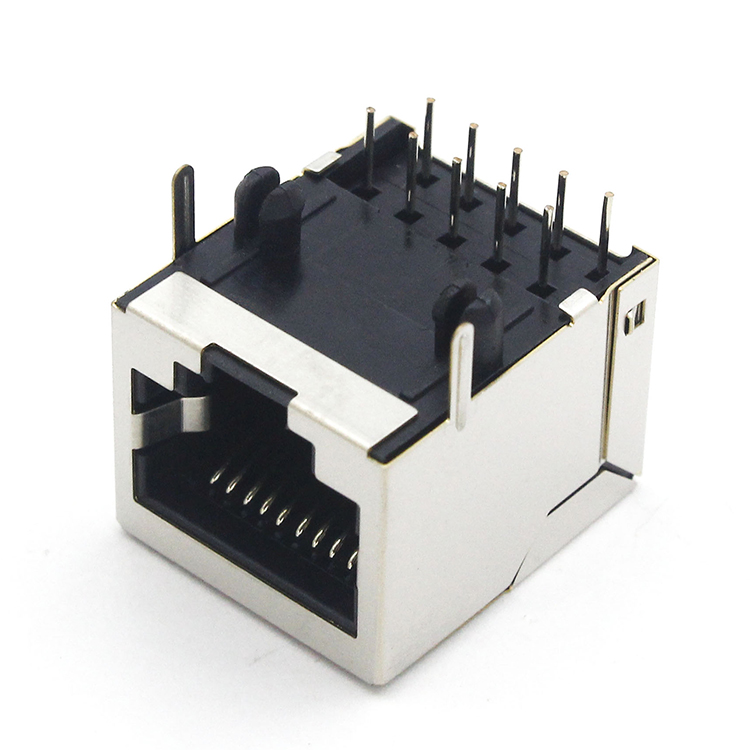 RJ48 RJ50 10P10C网络连接器 直插带屏蔽90度脚前3.05