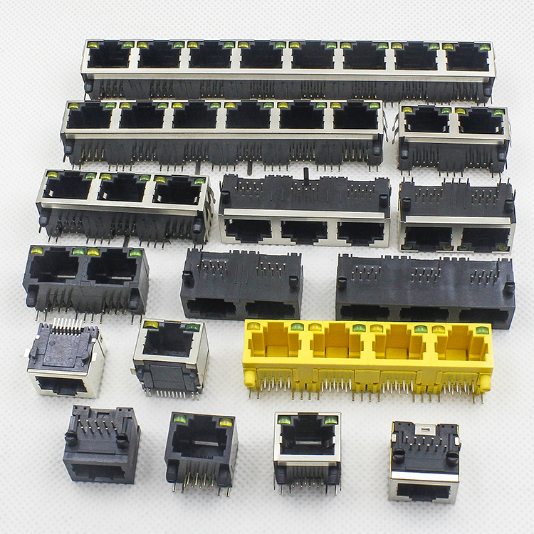 RJ45网络接口插座 8P8C带弹片LED网络母座