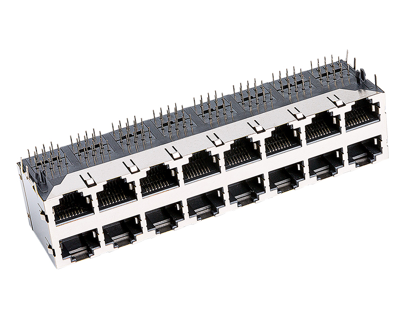 2X8双层16座8PINRJ45网络母座