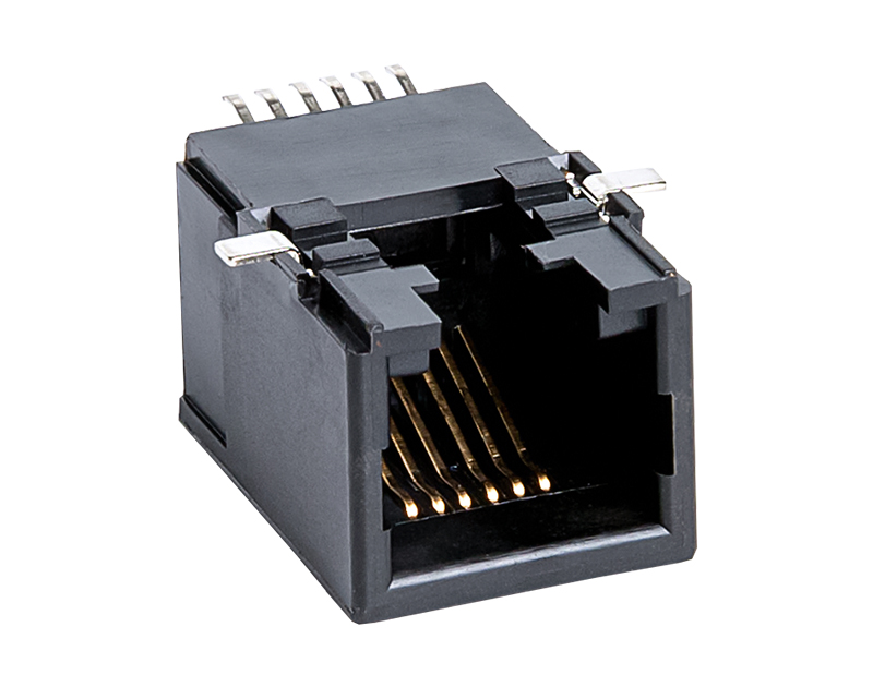RJ11 6P6C 带铁脚SMT贴片电话连接器