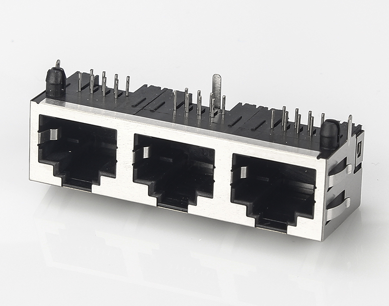 90度带弹片无灯RJ45连接器 插座网络母座