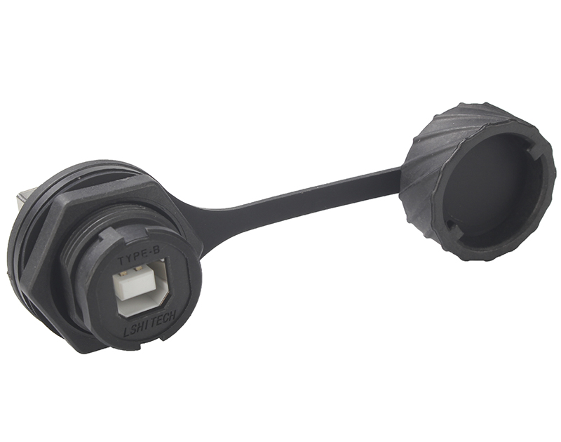 USB-B型母转母打印机转接头耦合器防水防尘盖工业级航空面板
