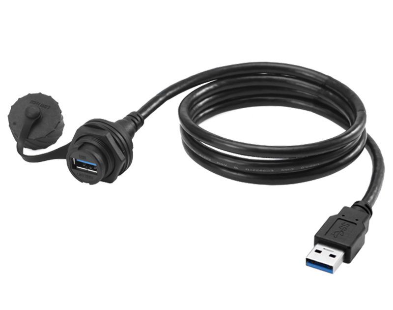 USB 3.0 公转母 母头可固定防水带螺纹防水盖防尘